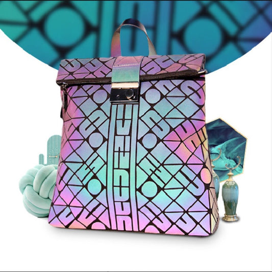 Ladies Men'S Trend Geometric Rhombus Luminous Large Capacity Backpack