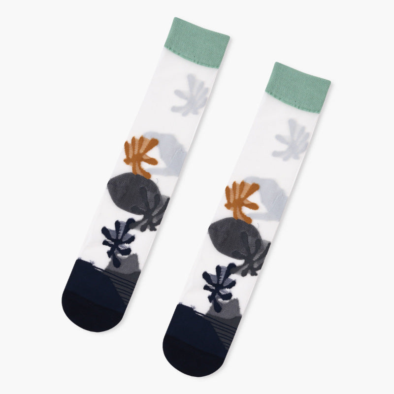 Summer New Style Glass Silk Stockings In The Tube Cute Crystal Silk Socks Thin Invisible Socks Women