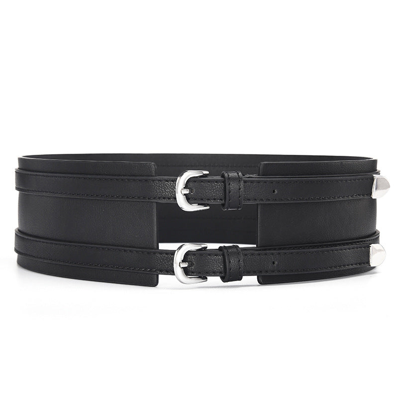 Double Buckle Pin Buckle Wide Belt Wholesale Decorative Dress