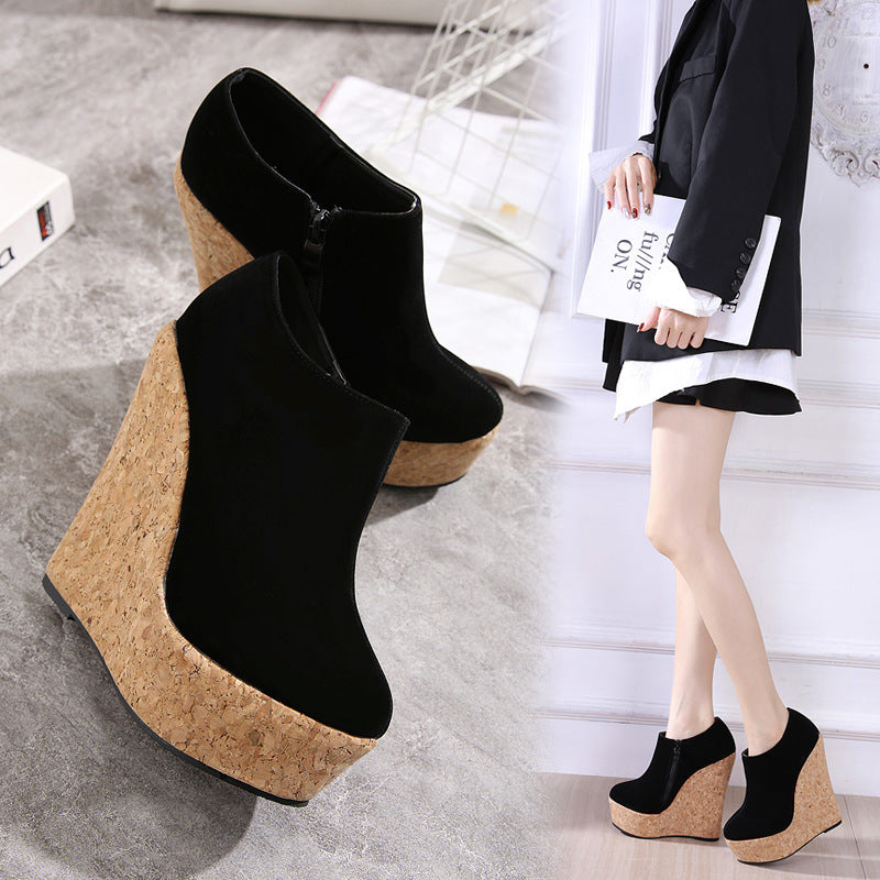 European And American Simple Platform Wedge High Heel Shoes