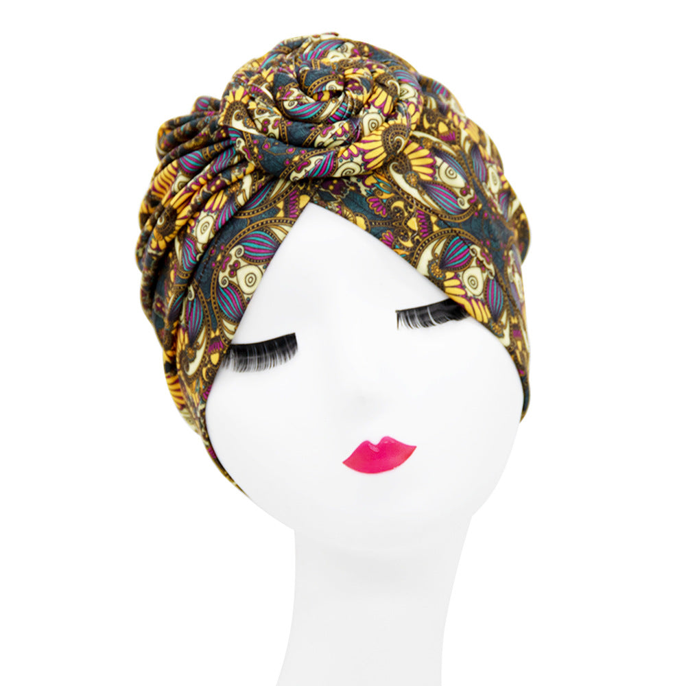 European And American Popular Donut Turban Hat Ball Swirl Disc Flower Hat