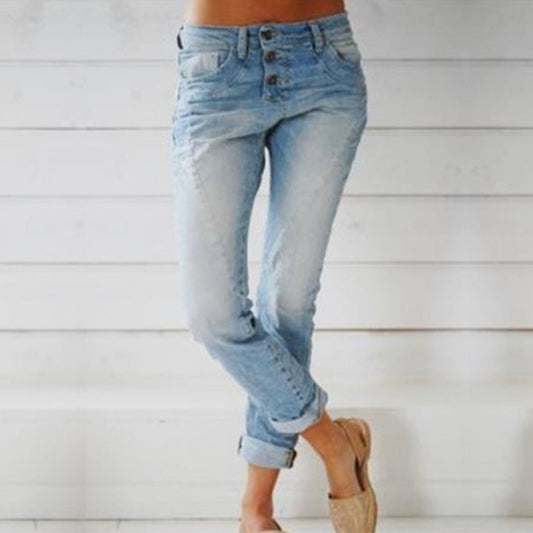 Women's Jeans Slim Slimming Straight-leg Pants