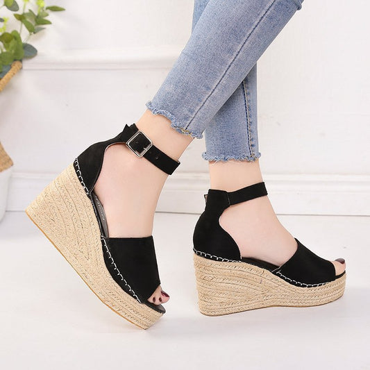 Female Buckle Fish Mouth High Heels