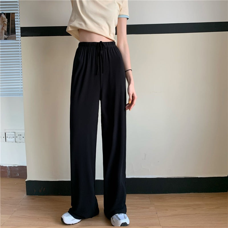 Drawstring Slim High Waist Mopping Pants