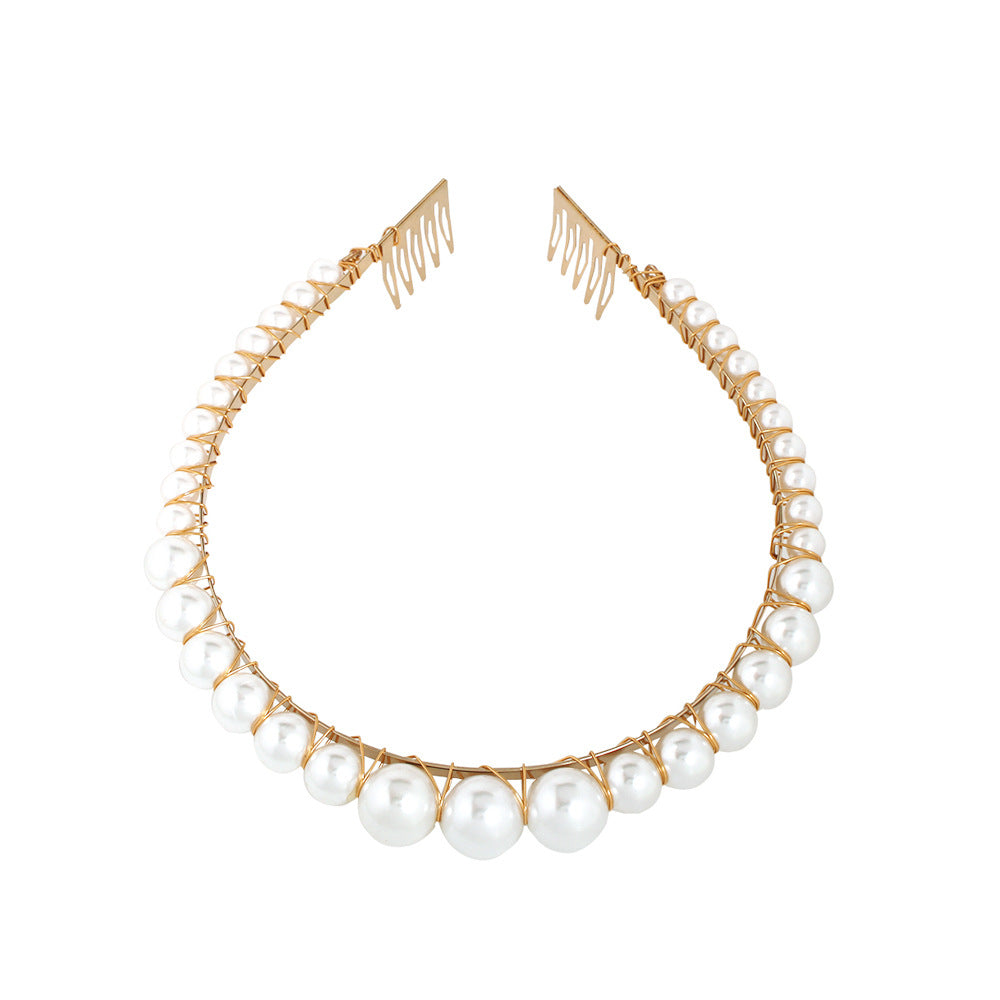 Pearl Headband Headdress Wide Edge Hairband Hairpin