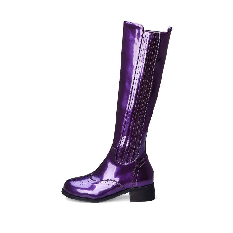 Womens Boots Shoes Knee High Warm Low Heel Motorcycle