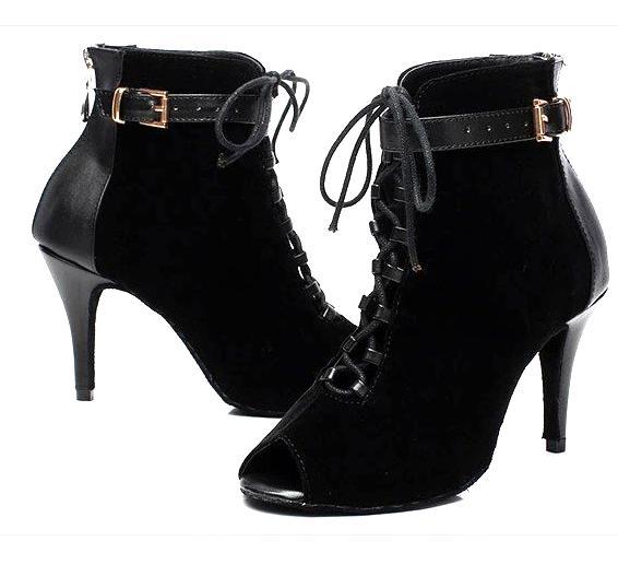 Black Women's High Heel Boots Latin Dance Shoes