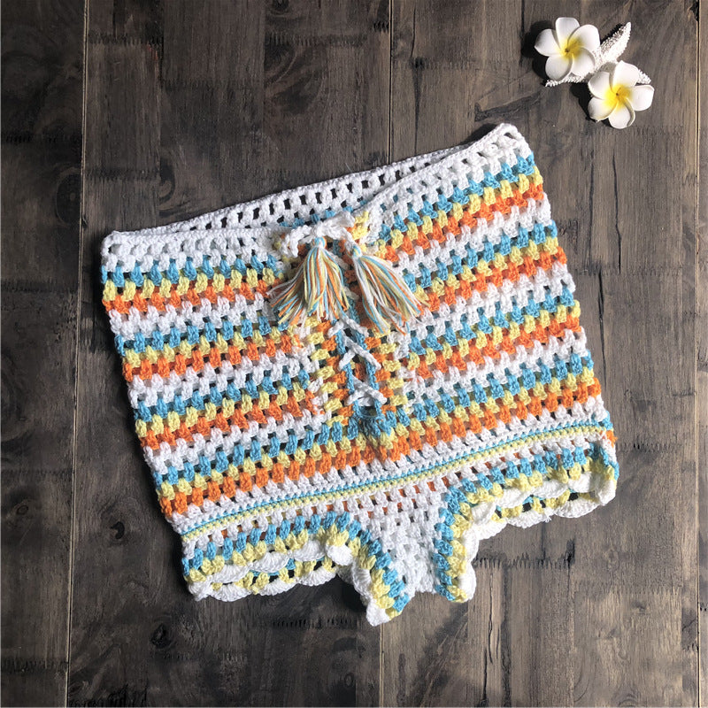 Hand-knitted Crochet Hollow Bikini High Waist Pants Women