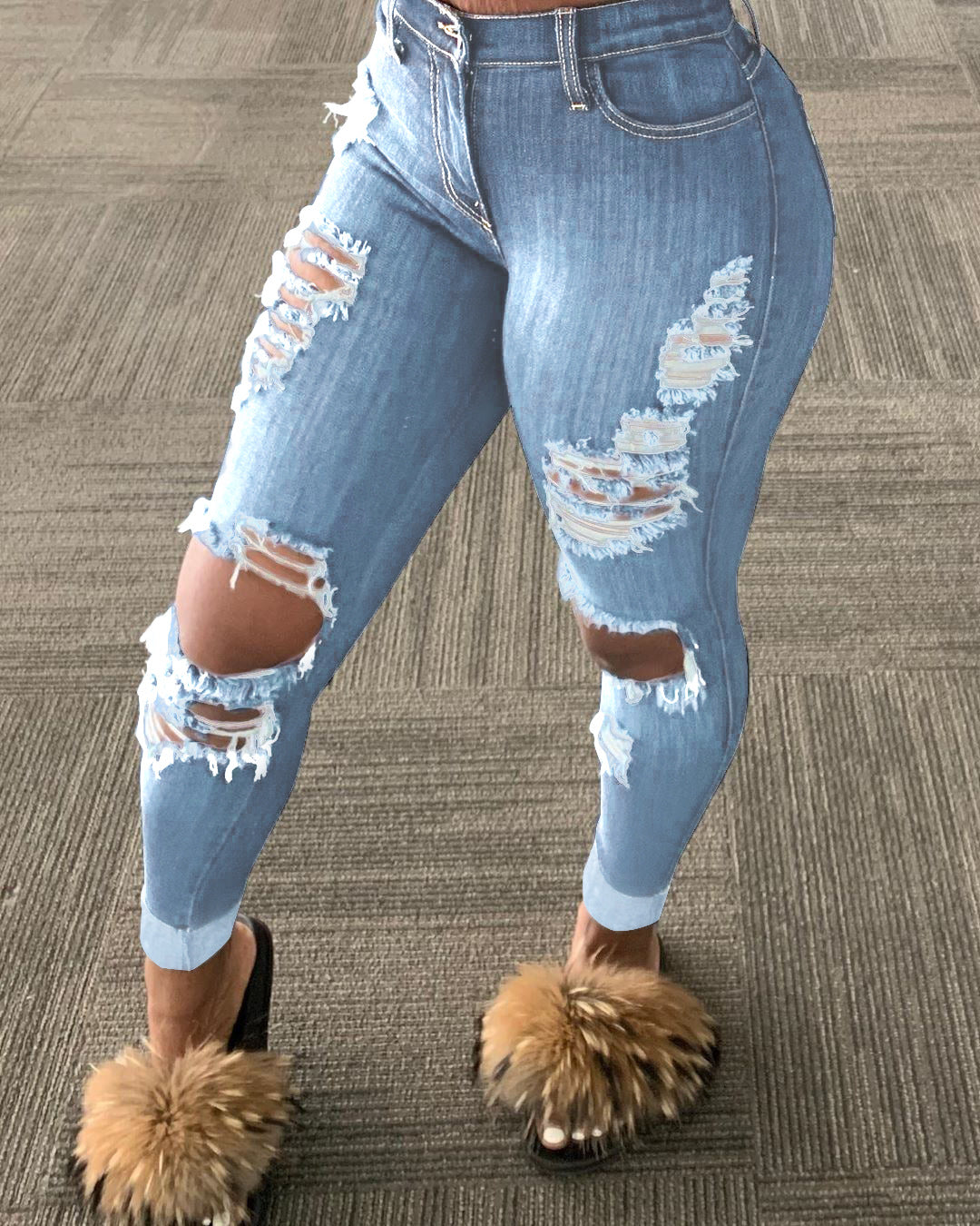Popular Ripped Fringed Trousers