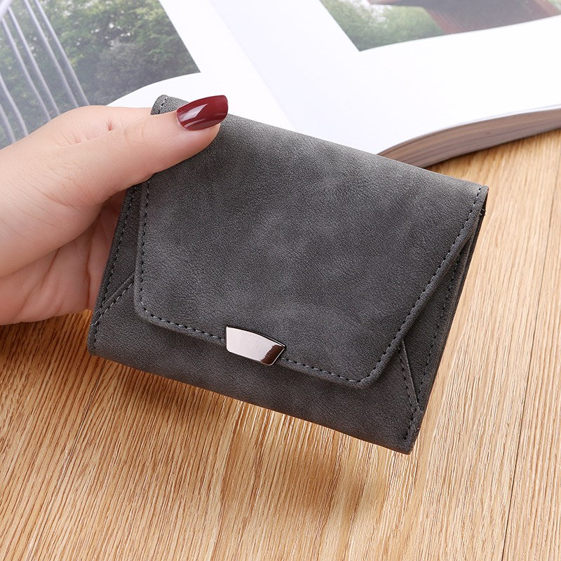 New Korean Women's Short Wallet Frosted Leather Wallet