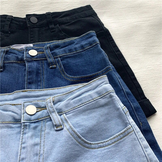 High Waisted Women's Jeans Shorts New Chic Hong Kong Style Pants In Spring And Autumn