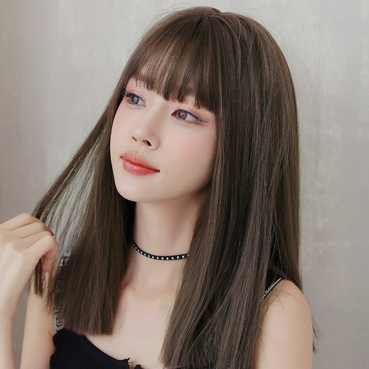 Invisible Simulation Wig Set Natural Long Straight Hair Full Headgear Wholesale