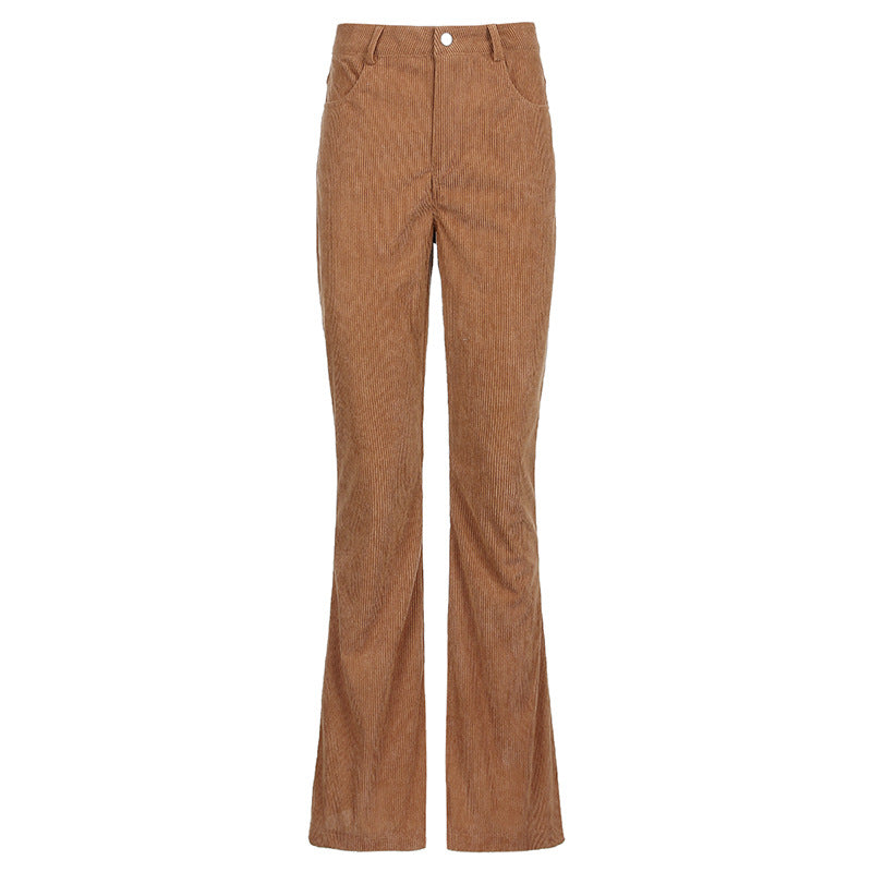 Corduroy Basic Casual Bell Bottom Pants