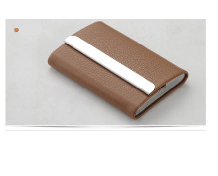 Stainless Steel Business Card Case With Leather Magnetic Buckle Business Card Case