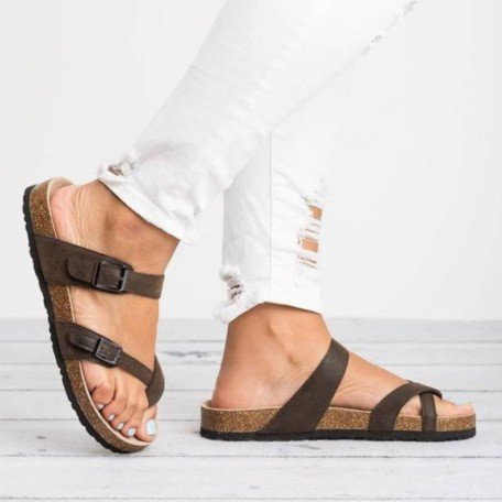 New Style Cork Slippers Women Flat Non Slip Slip On Sandals And Slippers