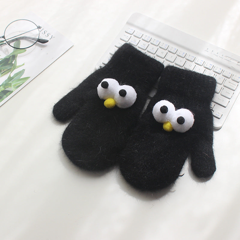 Children's Gloves For Boys And Girls With Rabbit Fur Big Eyes Gloves