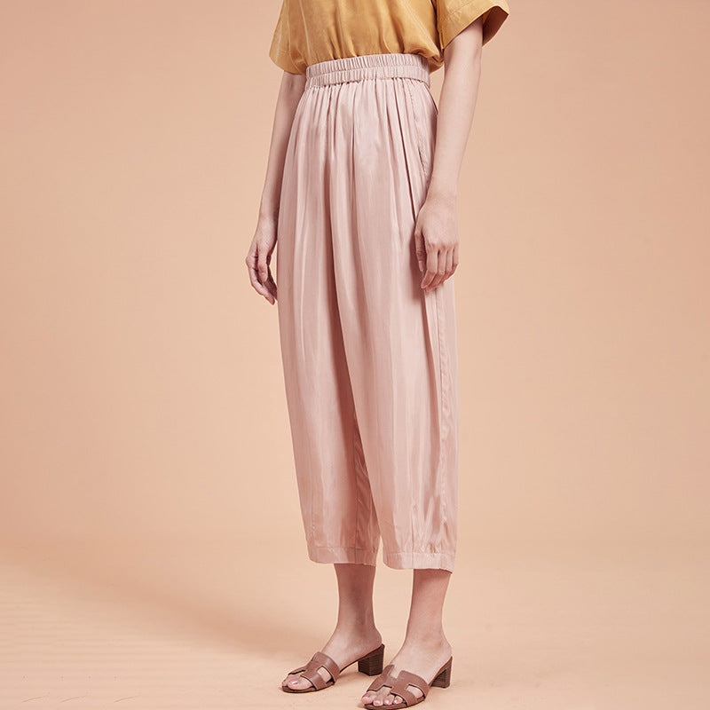 Draping Lantern Radish Wide-leg Cropped Trousers