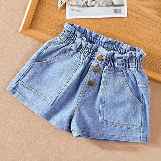 Piggeshorts, sommer, denimshorts til børn, pigge udendørs bukser, afslappede hotpants der passer til alt