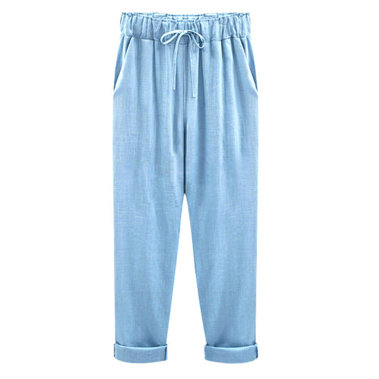 Fat Mm Loose Thin Linen Women's Trousers