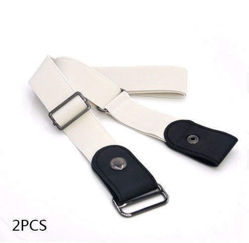 Adjustable Leather Elastic Belt Simple Elastic Invisible Belt All-Match Slim Lazy Belt