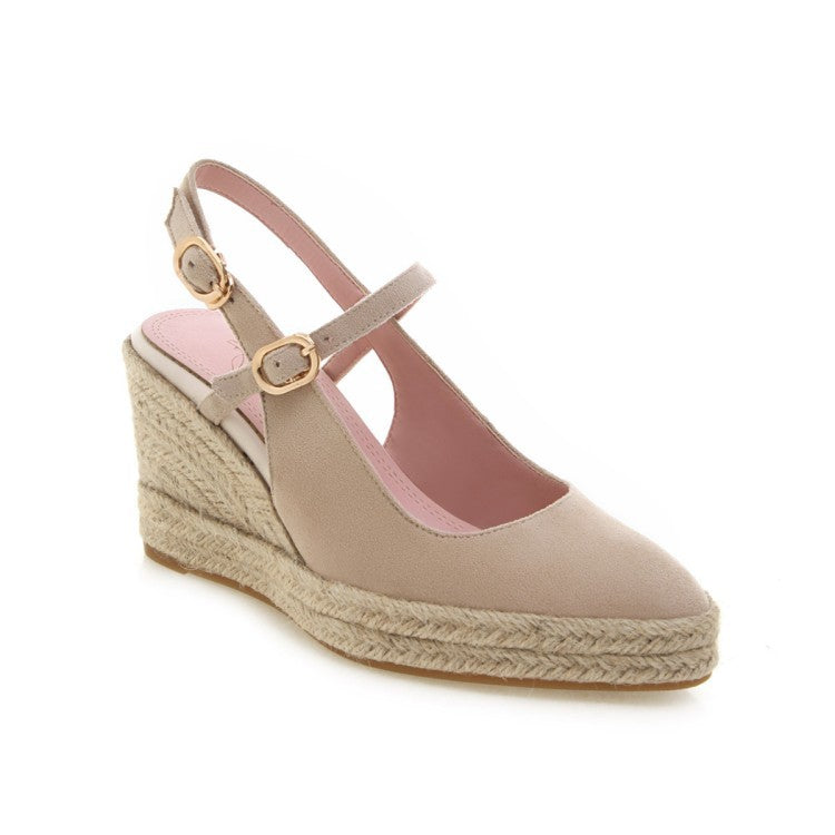Women Shoes Platform Sandals Peep Toe High Wedges Heel Ankle Buckles Espadrilles