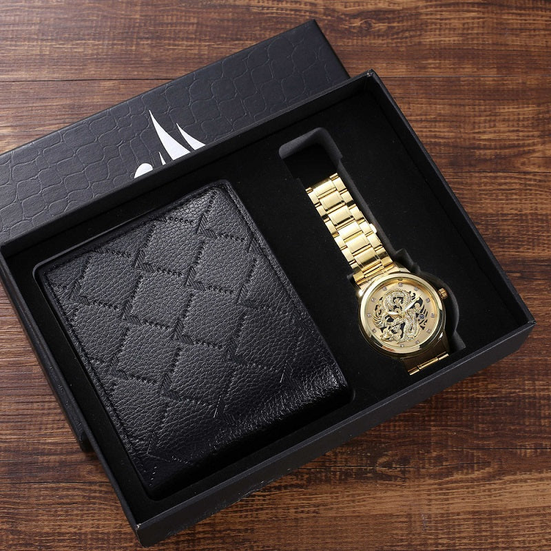 Men's Luxury Watch Gift Set Pen Wallet Quartz Watch