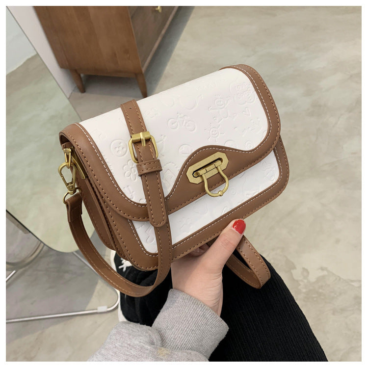 Fashion Contrast Color Single Shoulder Messenger Bag Mini Texture Small Square Bag