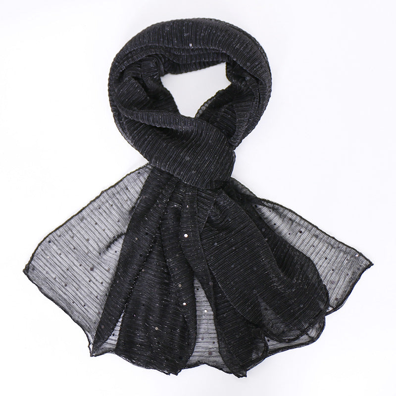 Sequins All-Mtch Scarf Monochrome Fashion Gold And Silver Long Scarf Women