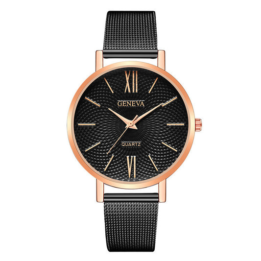 Large Dial Thin Strap Watch Minimalist Steel Band Quartz Watch