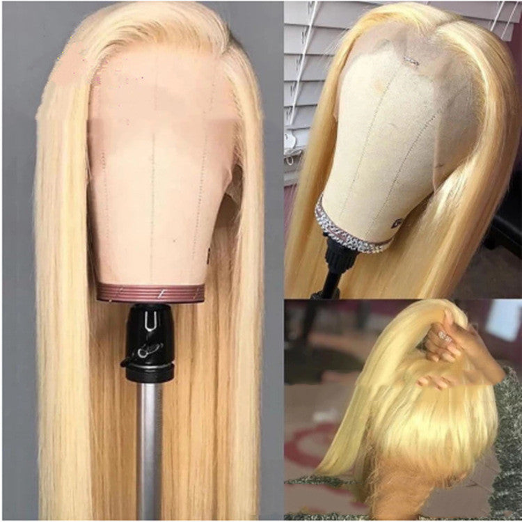 Blondt kort glat hår med midterskilning og front lace