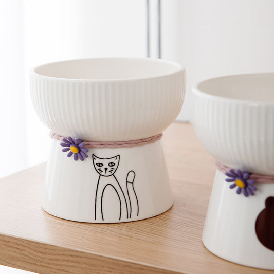 Household Simple And Cute Ceramic Pet Drinking Bowl