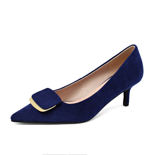Stiletto Shoes, Sheepskin Insoles, Pointed Toe Women's Shoes, Solid Color High Heels