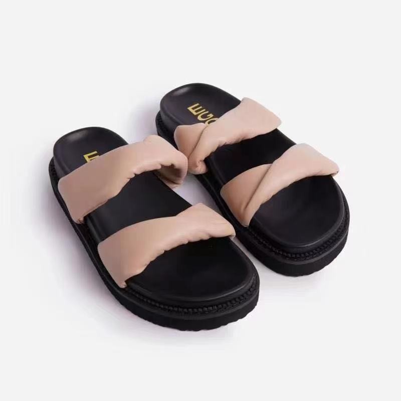 Two Flat Sandals And Slippers With Platform