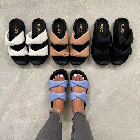 Two Flat Sandals And Slippers With Platform