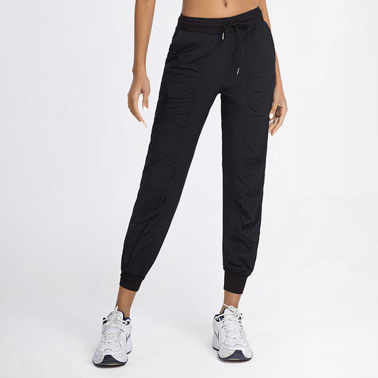 Drawstring Running Fitness Solid Color Pocket Casual Yoga Pants