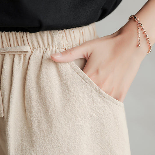 Simple og løse casual shorts i bomuld og hør