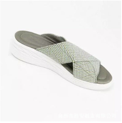 Low-Top Backside Heightened Canvas Sandals