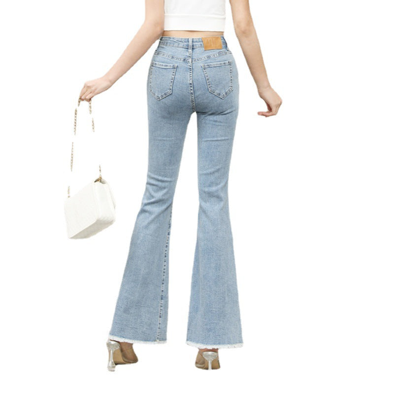 Forår nye damer højtaljede koreanske jeans