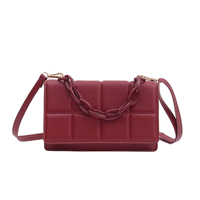 Simple Lattice Ladies Bag Chain Single Shoulder Messenger Fashionable And Popular Square Bag