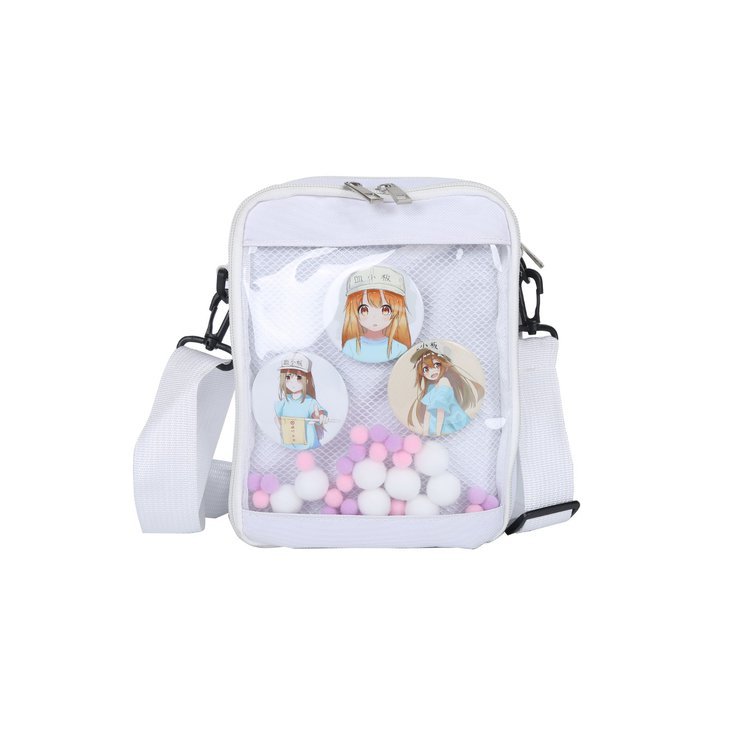 Summer Transparent Canvas Bag Female Cute Badge Shoulder Bag