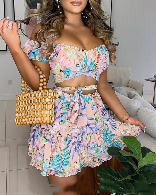 New Women' Floral Print Dress Floral