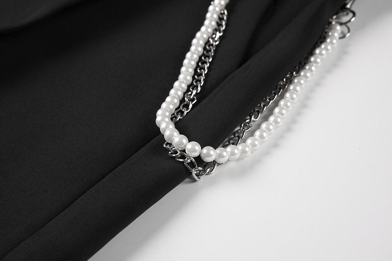 Women's Suit Shorts Summer Loose Wide-Leg Five-Point Pants Hong Kong Style Temperament Casual Pants With Waist Chain