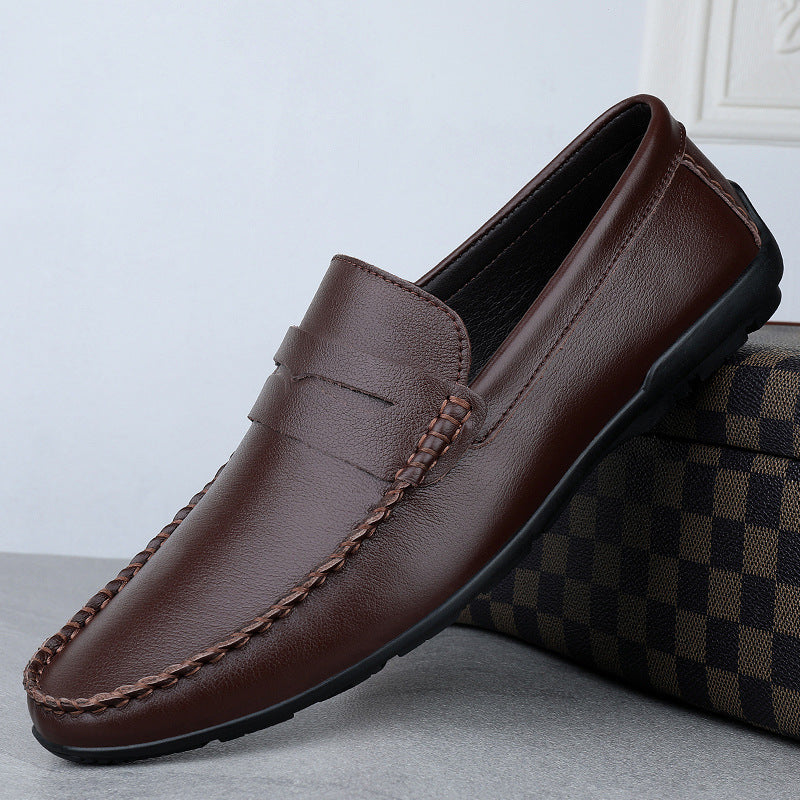 Peas Shoes Men's Wholesale British Driving Toe Layer Cowhide Pedal