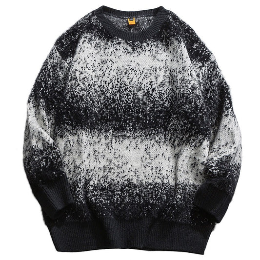 Japanese Wild Gradient Snowflake Loose College Style Pullover Sweater