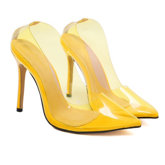 Women's Single Shoes Transparent Pointed High Heels