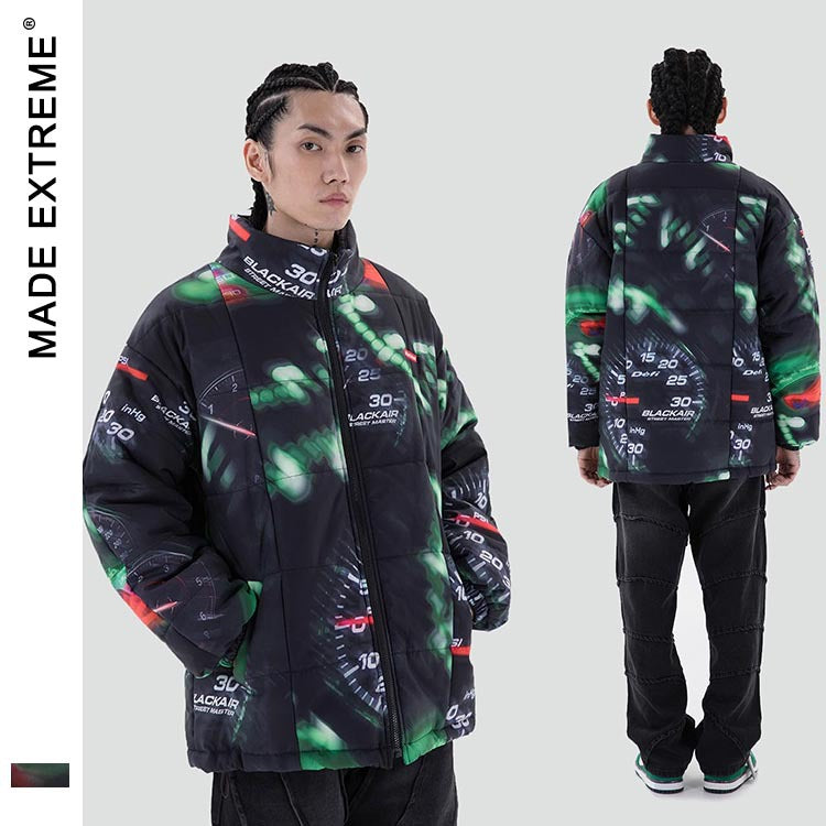 Loose Jacket Speedometer Neon Trend Stand-up Collar Men's Padded Jacket