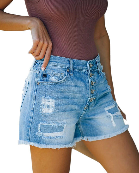 Sommer Casual Denim Lige Ben Bukser Højtaljede Denim Shorts