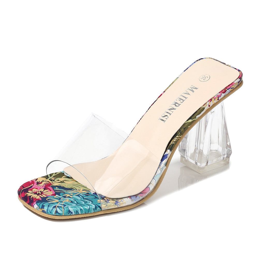 European and American transparent large size high heels