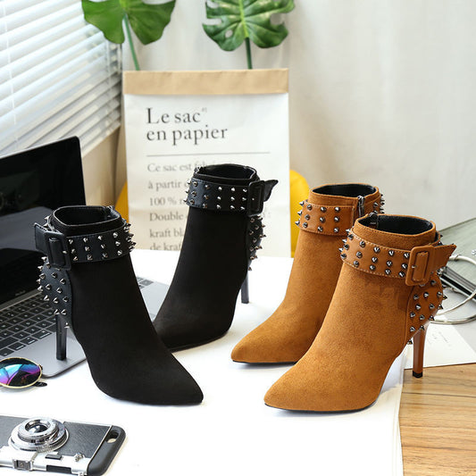 rivet pointed high heels