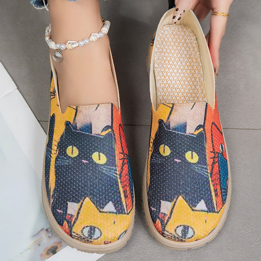 Plus Size Women's Shoes Color-blocking Cloth Shoes Slip-on Pumps